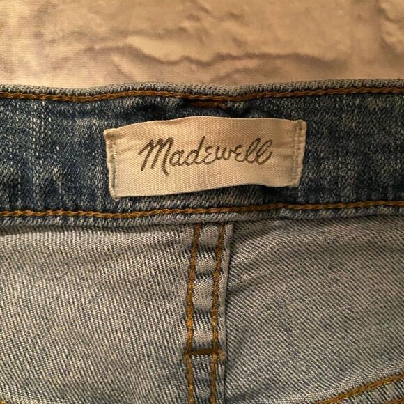 Madewell women 26 cotton blend ripped classic straight blue jeans - Picture 5 of 12